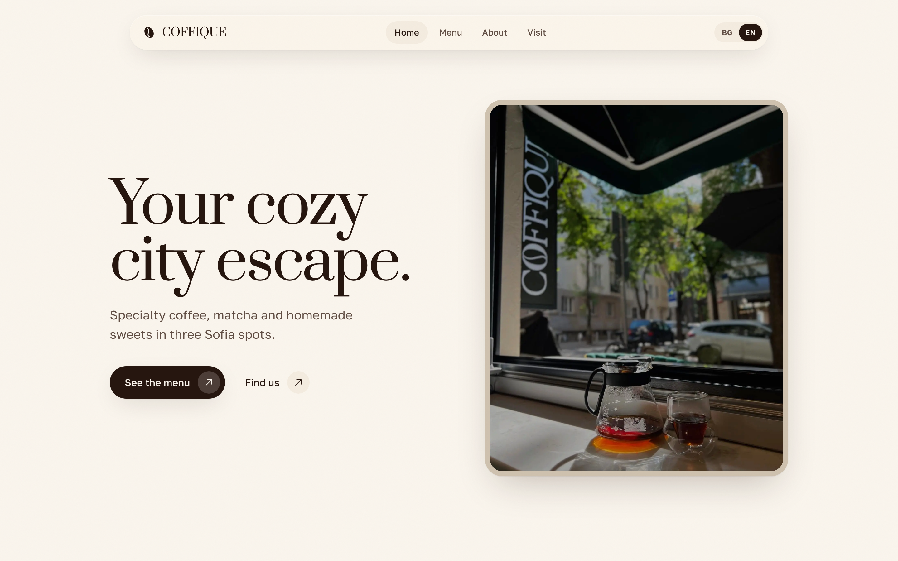 Coffique — bilingual café website