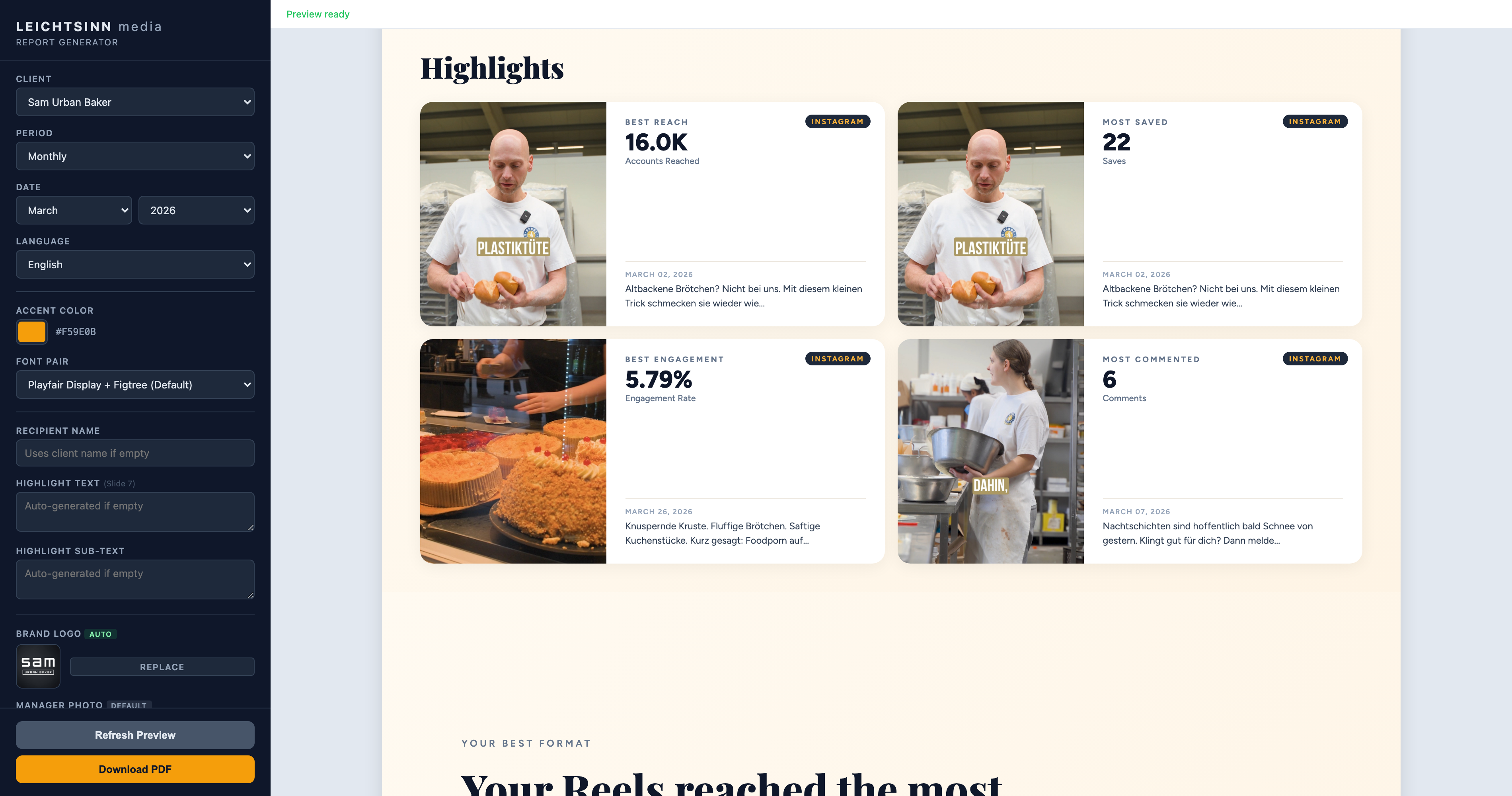 Social Media Report Platform — generated report